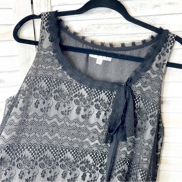 CABI | Lace Overlay Black Blouse Tank Top - Picture 7 of 11